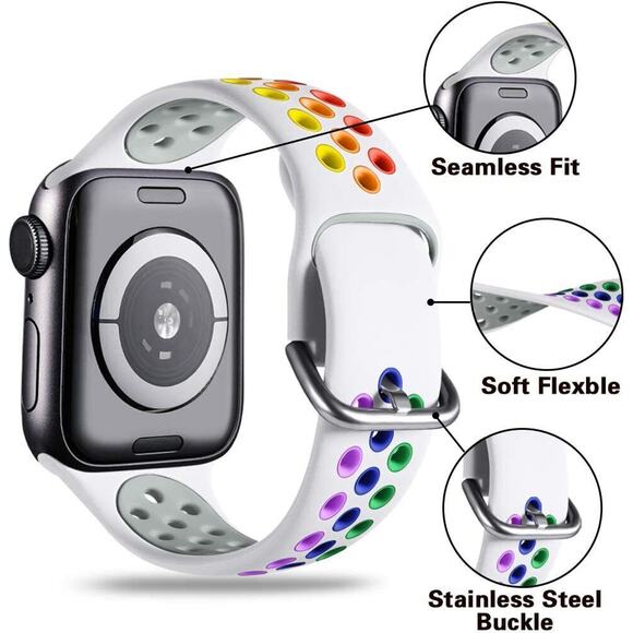 4 Silicone Sport Strap iWatch Band For Apple Watch Series SE 6 5 4 3 2 1 42 44mm - Picture 12 of 12